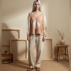 POL Peach and Cream Patchwork Hoodie